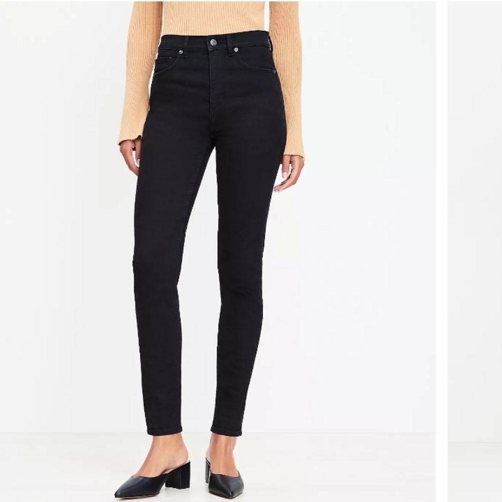 LOFT Black Mid-Rise Skinny Jeans Size 27/4